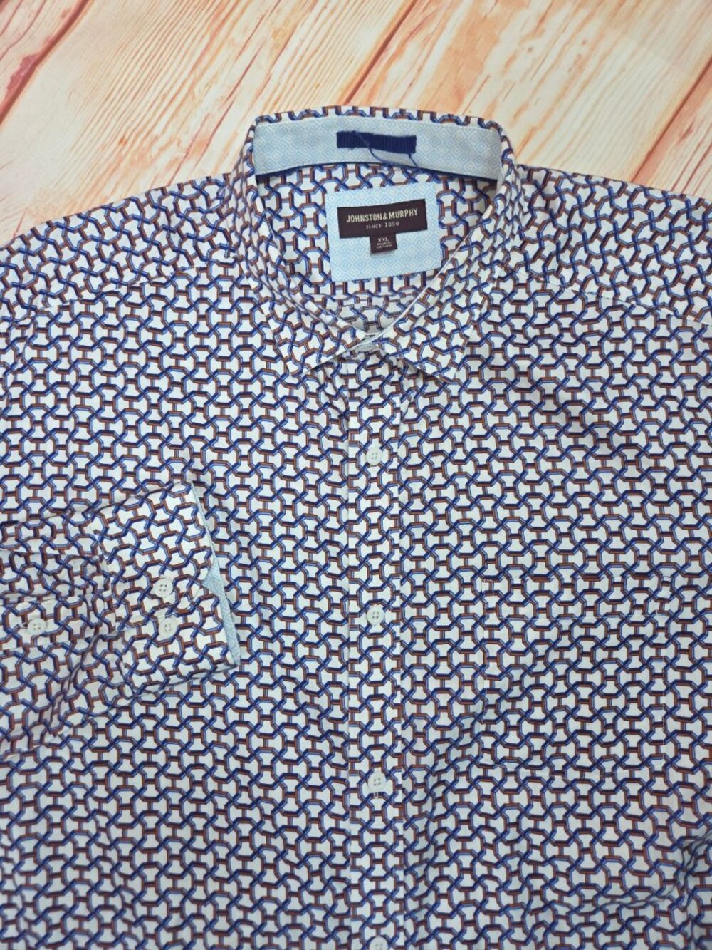 Johnston & Murphy Mens Button-Down Shirt XXL Geometric Print